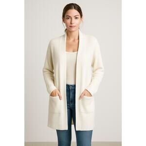 51. Barefoot Dreams Long Hooded Cream Cardigan -Medium